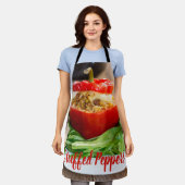 Betonnen paprika's met vleessaus en kaas schort (Gedragen)