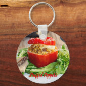 Betonnen paprika's met vleessaus en kaas sleutelhanger (Voorkant)