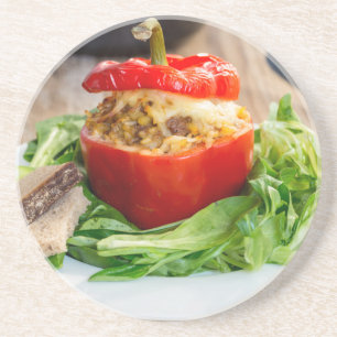 Betonnen paprika's met vleessaus en kaas zandsteen onderzetter