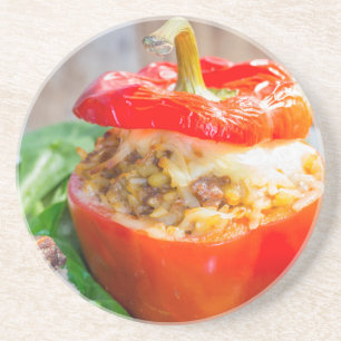 Betonnen paprika's met vleessaus en kaas zandsteen onderzetter