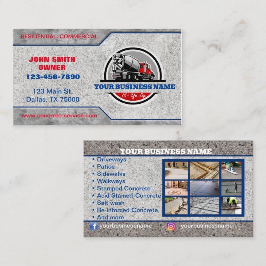 Betonnen Visitekaartje (Voorkant / Achterkant)