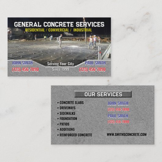 Betonnen Visitekaartjes (Voorkant / Achterkant)