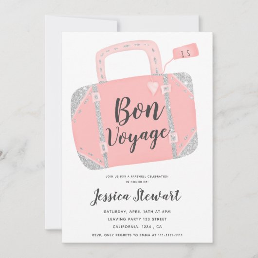 Betonreiskoffer zilverroze achterpartij kaart (Voorkant)