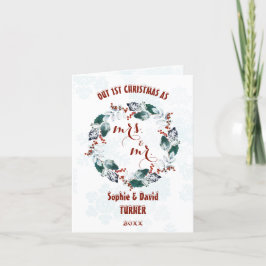 Betover onze eerste kerstwinterkrans feestdagen kaart