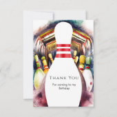 Betoverd Aquarel Custom Bowling Verjaardag Bedankkaart (Voorkant)