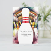 Betoverd Aquarel Custom Bowling Verjaardag Bedankkaart (Staand voorkant)