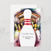 Betoverd Aquarel Custom Bowling Verjaardag Bedankkaart (Voorkant / Achterkant)