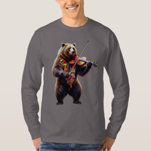 Betoverd Beer Violist T-shirt met lange mouwen