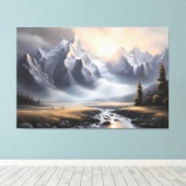 Betoverd berglandschap grillig huis canvas afdruk (Insitu (Houten vloer))