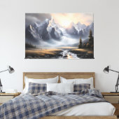 Betoverd berglandschap grillig huis canvas afdruk (Insitu (Slaapkamer))