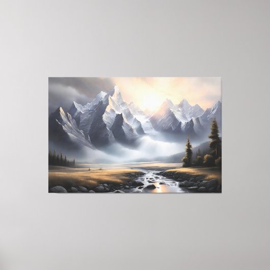 Betoverd berglandschap grillig huis canvas afdruk (Voorkant)