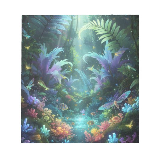 Betoverd Bioluminescent Bos Magische Jungle Notitieblok (Voorkant)
