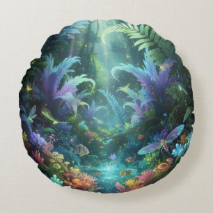 Betoverd Bioluminescent Bos Magische Jungle Rond Kussen
