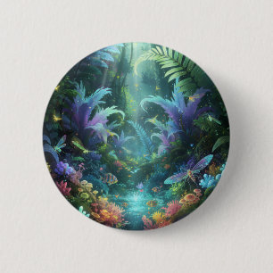 Betoverd Bioluminescent Bos Magische Jungle Ronde Button 5,7 Cm