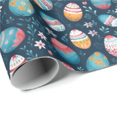 Betoverd Blauw Pasen Cadeaupapier (Rol Hoek)