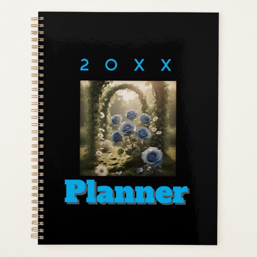 Betoverd blauw Roos – Elegante romantische bloem Planner (Voorkant)