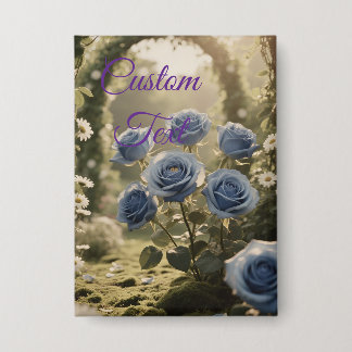 Betoverd blauw Roos – Romantisch bloemaccent Button