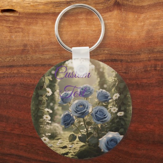 Betoverd blauw Roos – Romantisch bloemaccent Sleutelhanger (Voorkant)