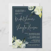 Betoverd Bloemen Midnight Blue Vrijgezellenfeest Kaart (Voorkant)