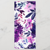 Betoverd Bloemen Paarse Bruiloft Receptie Diner Menu (Achterkant)