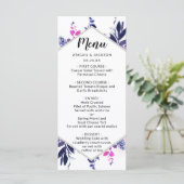 Betoverd Bloemen Paarse Bruiloft Receptie Diner Menu (Staand voorkant)