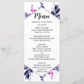 Betoverd Bloemen Paarse Bruiloft Receptie Diner Menu (Voorkant)