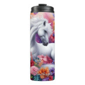 Betoverd Bloemend Witte Paard Droom Thermosbeker (Voorkant)