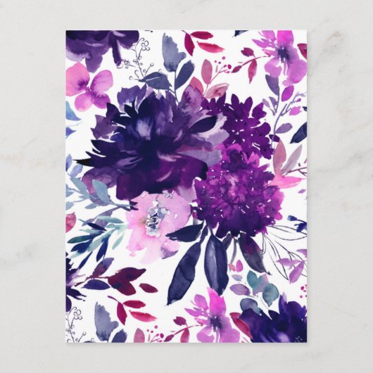 Betoverd Bloemenviolet Diamant trouwschema Informatiekaartje (Achterkant)