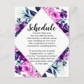 Betoverd Bloemenviolet Diamant trouwschema Informatiekaartje (Voorkant)