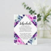 Betoverd Bloemenviolet Diamant trouwschema Informatiekaartje (Staand voorkant)