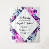 Betoverd Bloempaars Huwelijks Welkom Bord Wandkleed (Voorkant)
