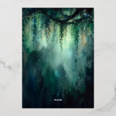 Betoverd Boho Boog Bruiloft Emerald Goud Folie Uitnodiging (Achterkant)