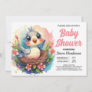 Betoverd Boho Woodland Bird Baby shower Kaart