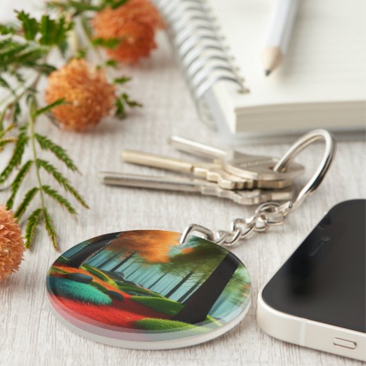 Betoverd boompalet: een boeiend bos sleutelhanger (Voorkant Rechts)