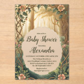 Betoverd Bos Baby Shower Acryl Uitnodigingen (Voorkant)