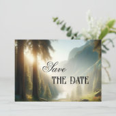 Betoverd Bos Berg Save the Date Kaart (Staand voorkant)