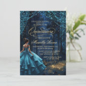 Betoverd bos Blauwgroen Quinceañera Kaart (Staand voorkant)