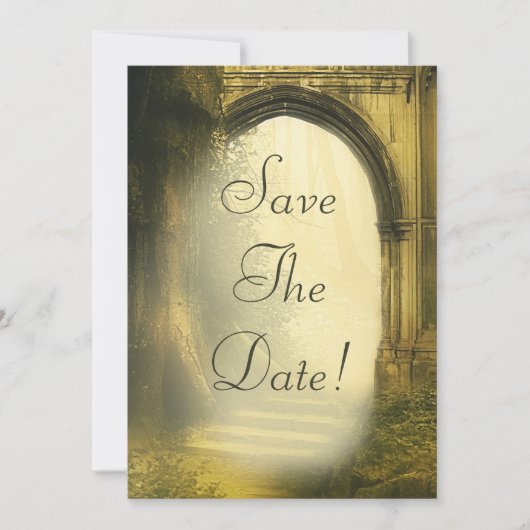Betoverd bos boog save the date kaart (Voorkant)