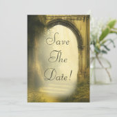 Betoverd bos boog save the date kaart (Staand voorkant)