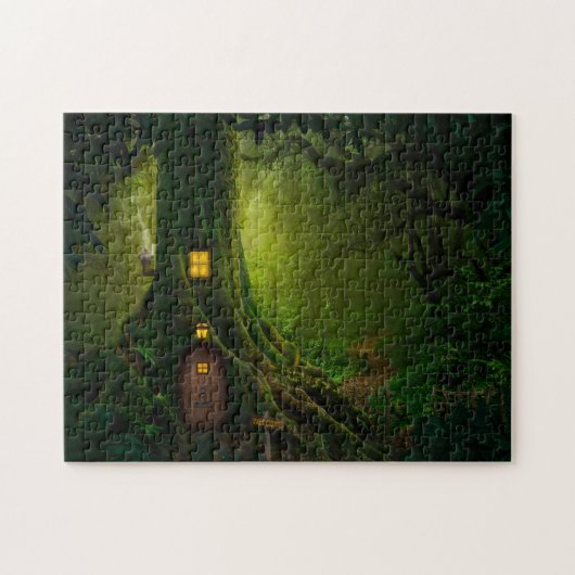 Betoverd bos boomhut legpuzzel (Horizontaal)
