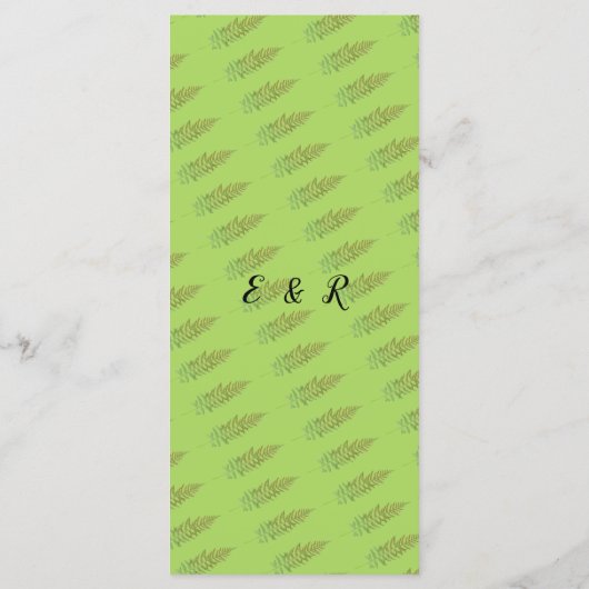 Betoverd bos, bos, aangepaste bruiloft menu (Achterkant)