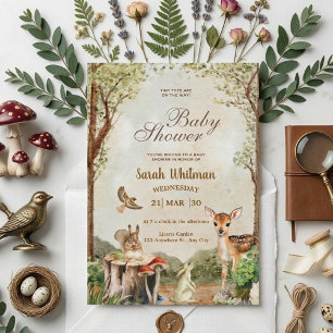 Betoverd bos bosdieren baby shower kaart