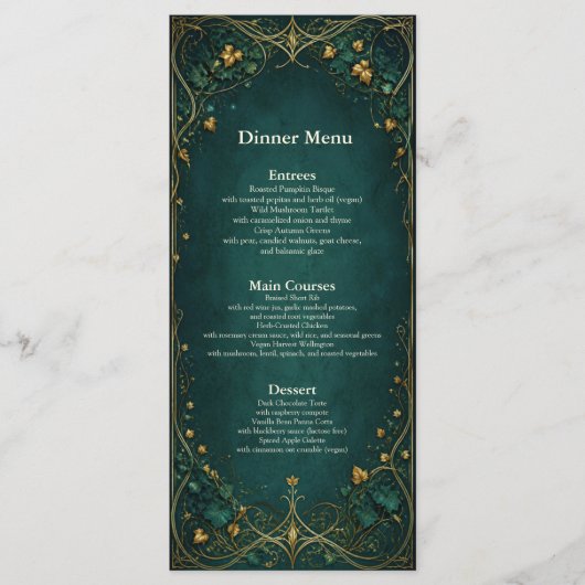 Betoverd Bos Bruiloft Diner Bar Menu (Voorkant)