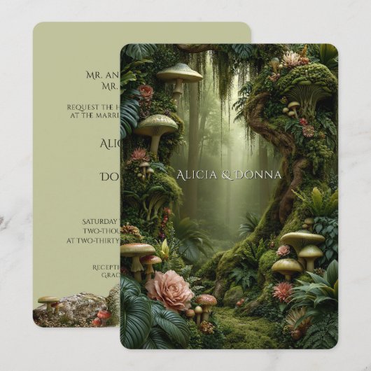 Betoverd Bos Bruiloft Kaart (Voorkant / Achterkant)