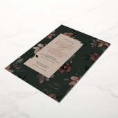 Betoverd Bos Donker Groen Bloemen Bruiloft Folie Uitnodiging (Gedraaid)