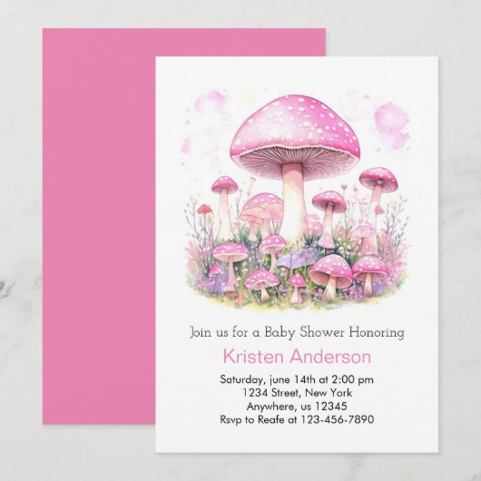 Betoverd bos dromerig roze meisje Baby shower Kaart (Voorkant / Achterkant)