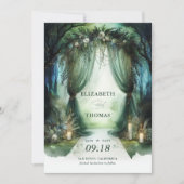 Betoverd bos Dromerige Moody luifel foto bruiloft Save The Date (Voorkant)