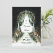 Betoverd bos dromerige nacht luifel foto bruiloft save the date (Staand voorkant)