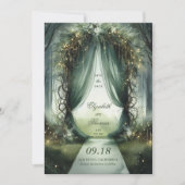 Betoverd bos dromerige sprookje foto bruiloft save the date (Voorkant)