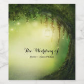 Betoverd bos en lichten aangepaste trouwwijn wijn etiket (Enkel label)